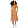 Long Sleeve Midi Dress - Butterflies Polyester Elastane - DipaliZ