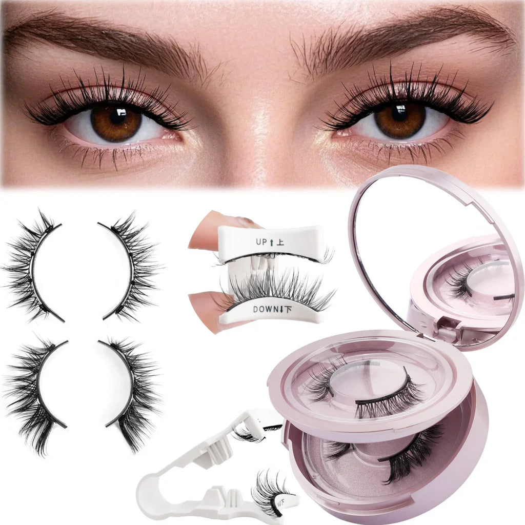 2 Pairs Magnetic Eyelash Natural Look Reusable Magnetic Eyelash Set with Applicator No Glue Needed
