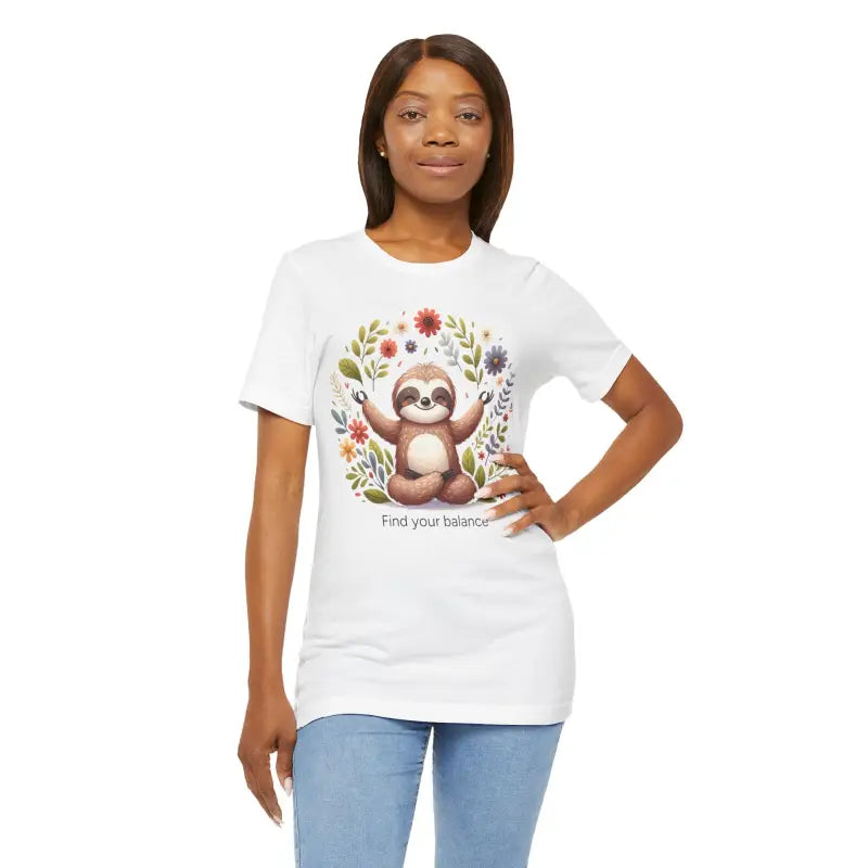Yoga Unisex Jersey Tee - Sloth Find Your Balance - DipaliZ