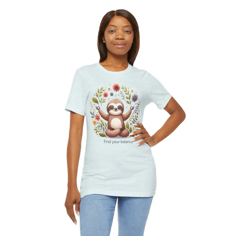 Yoga Unisex Jersey Tee - Sloth Find Your Balance - DipaliZ