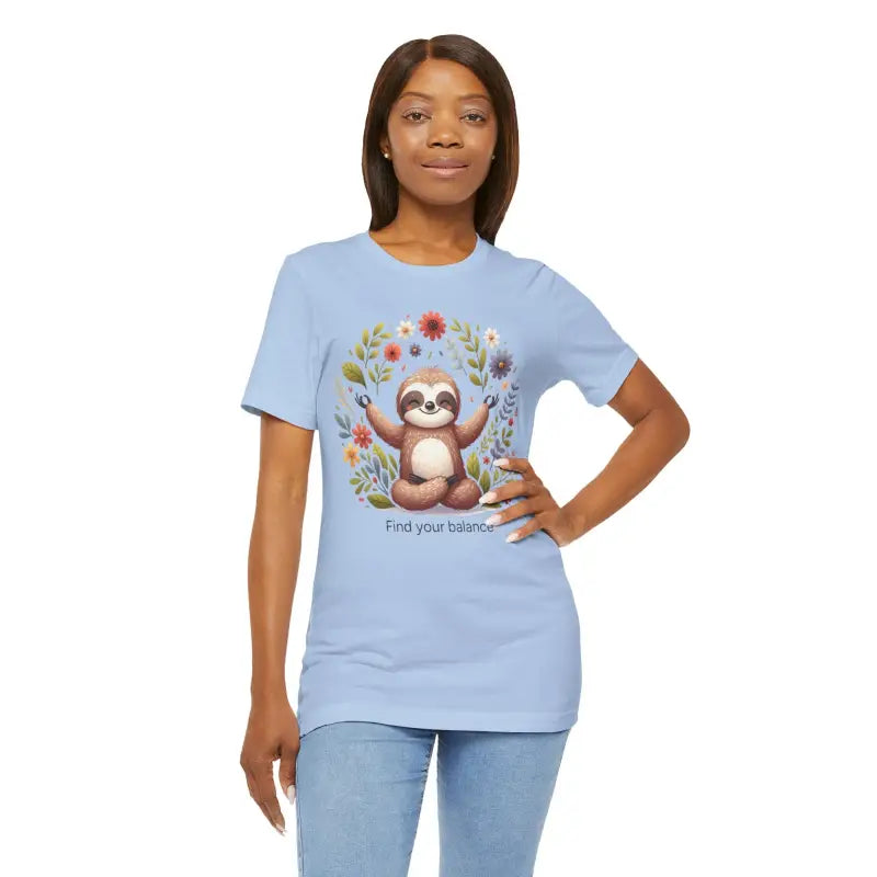 Yoga Unisex Jersey Tee - Sloth Find Your Balance - DipaliZ