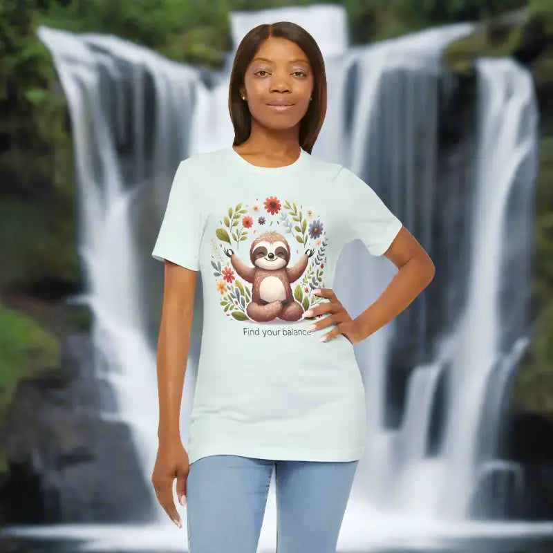 Yoga Unisex Jersey Tee - Sloth Find Your Balance - DipaliZ