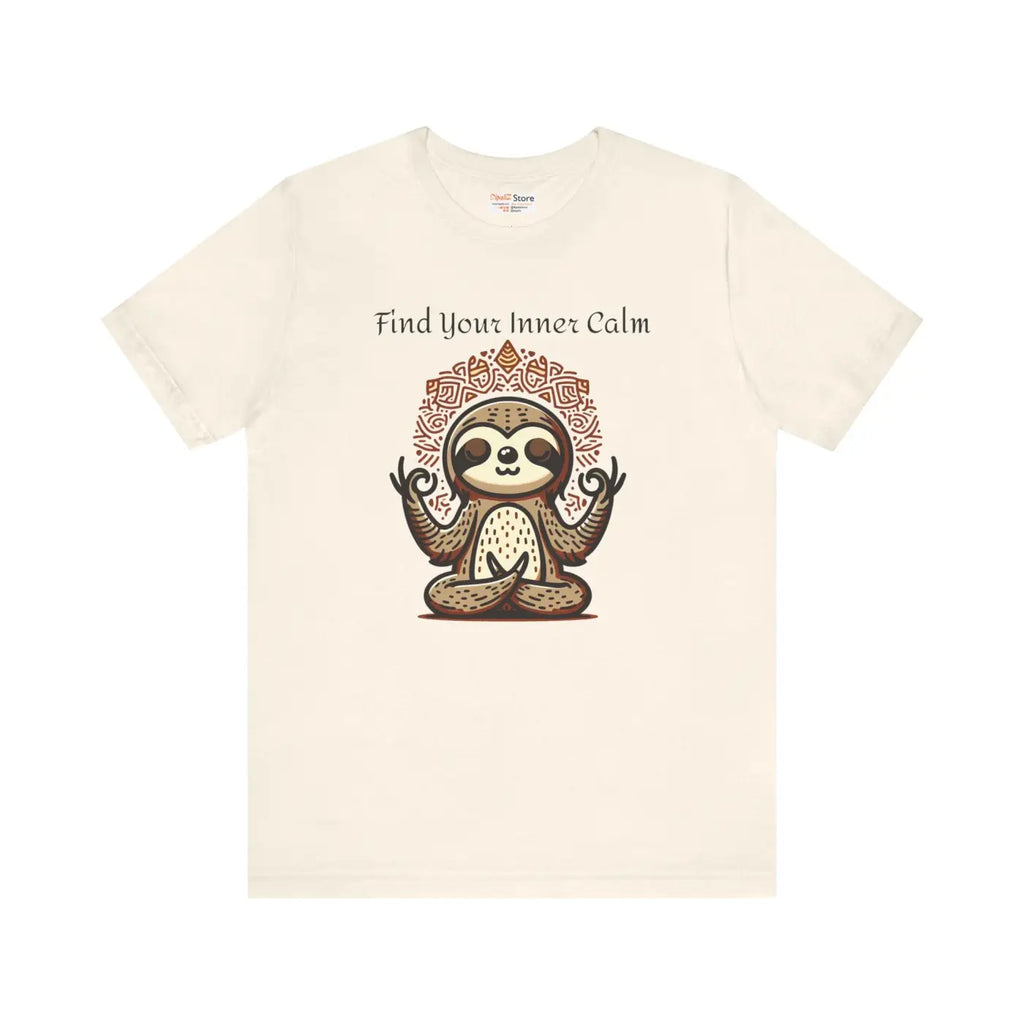 Unisex Jersey Short Tee - Ribbed Knit Collars Sloth Vibe - DipaliZ
