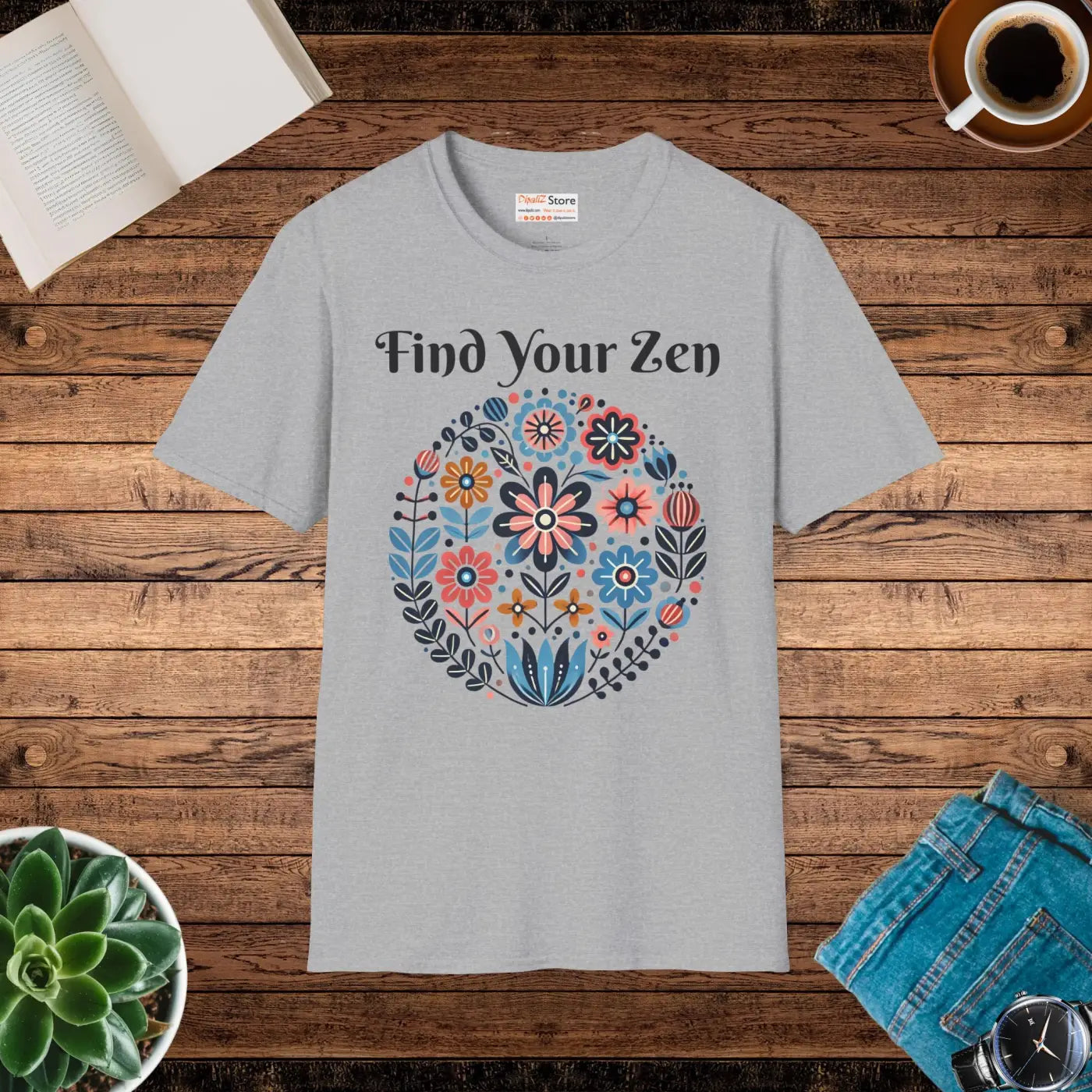 Unisex Softstyle Floral Tee - Comfort and Street Style - DipaliZ