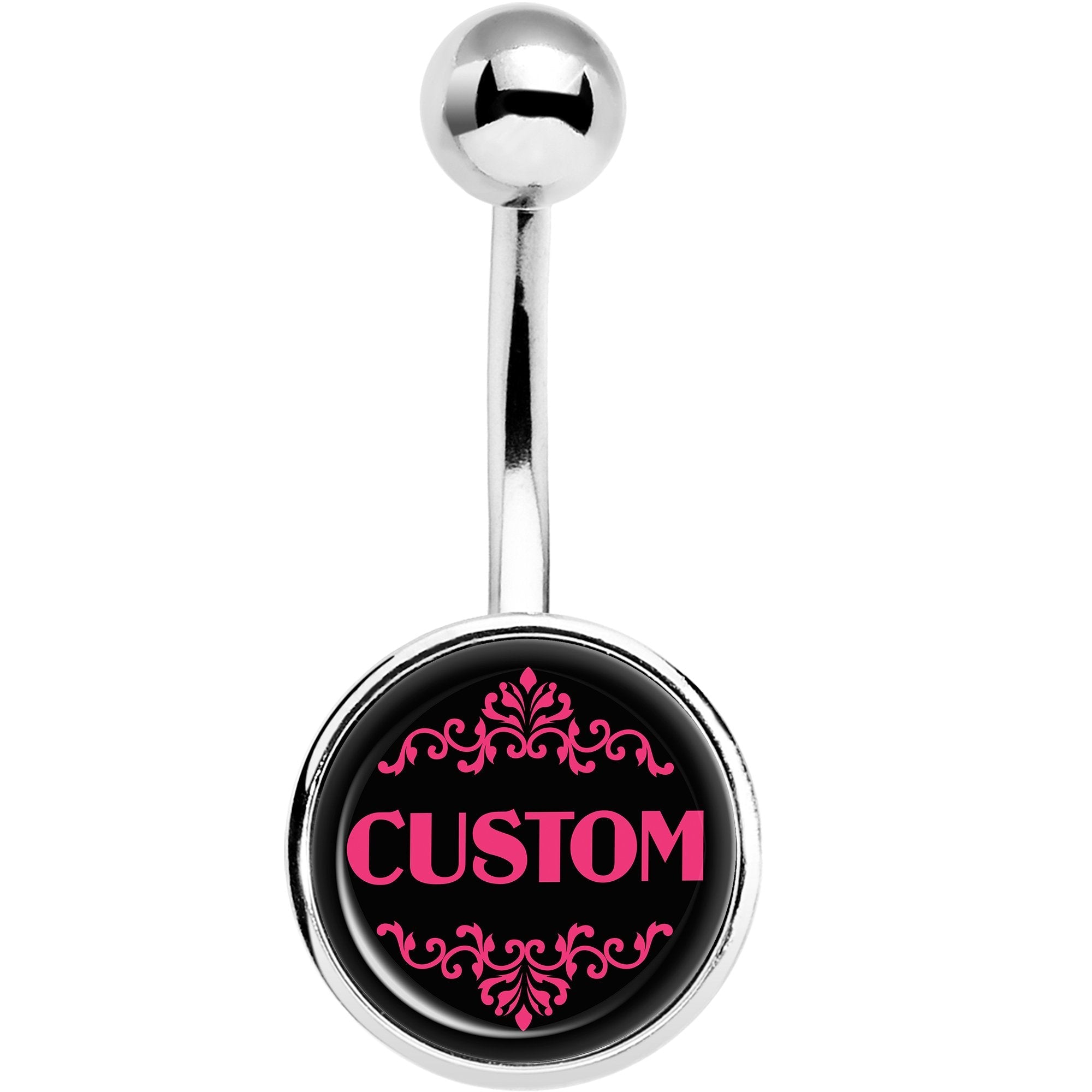 Custom Pink Personalized Name Belly Ring