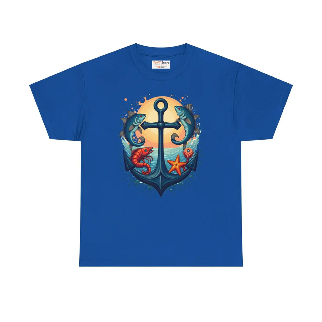 Heavy Cotton Tee Fish and Anchor Vibes Unisex - DipaliZ