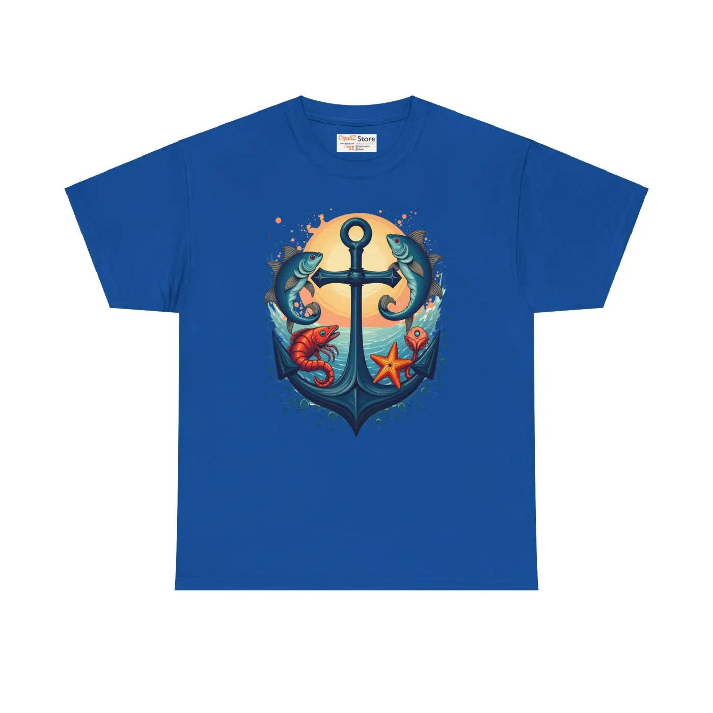 Heavy Cotton Tee Fish and Anchor Vibes Unisex - DipaliZ