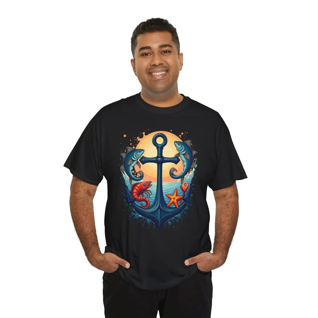 Heavy Cotton Tee Fish and Anchor Vibes Unisex - DipaliZ