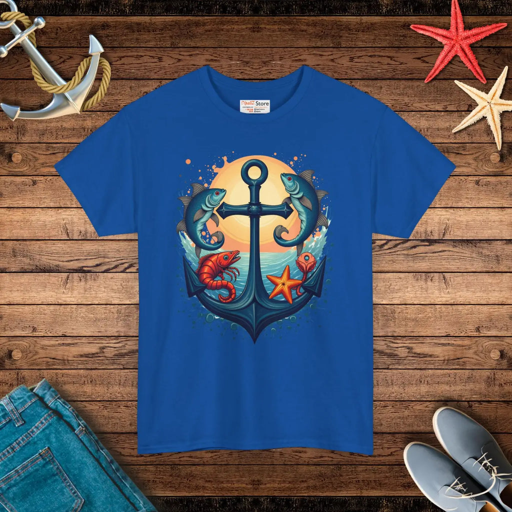 Heavy Cotton Tee Fish and Anchor Vibes Unisex - DipaliZ