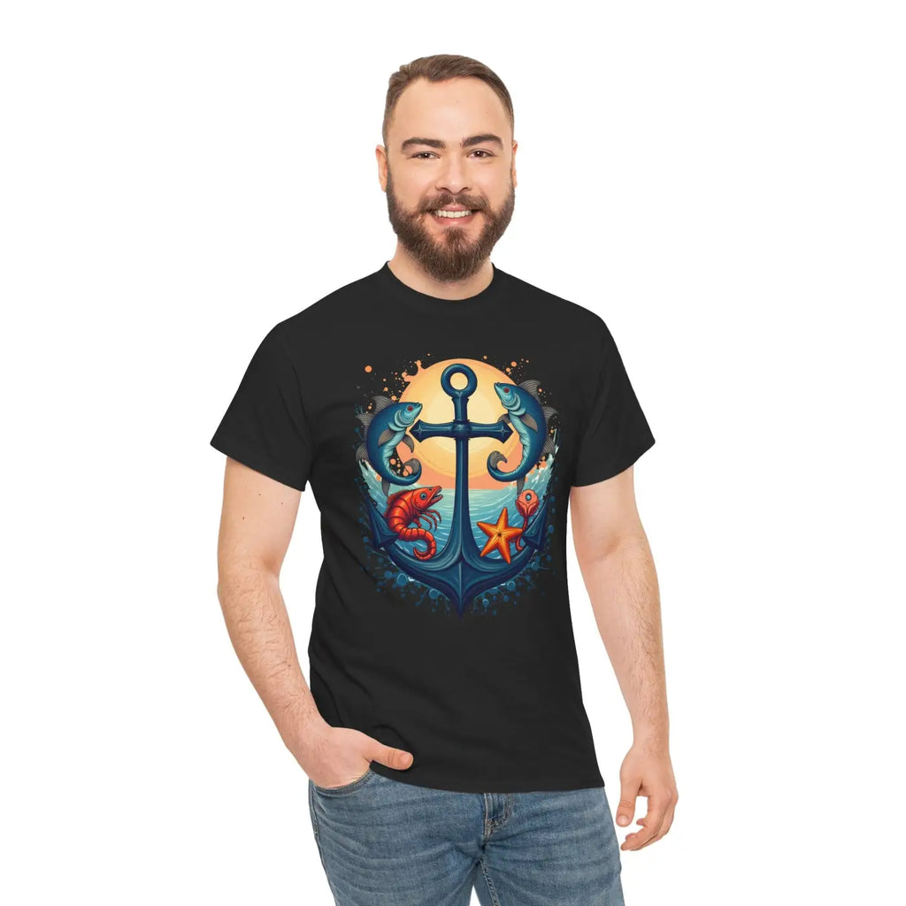 Heavy Cotton Tee Fish and Anchor Vibes Unisex - DipaliZ