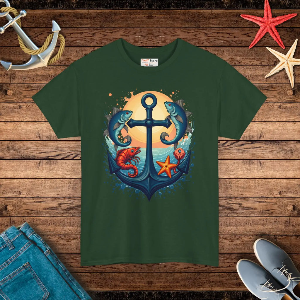 Heavy Cotton Tee Fish and Anchor Vibes Unisex - DipaliZ