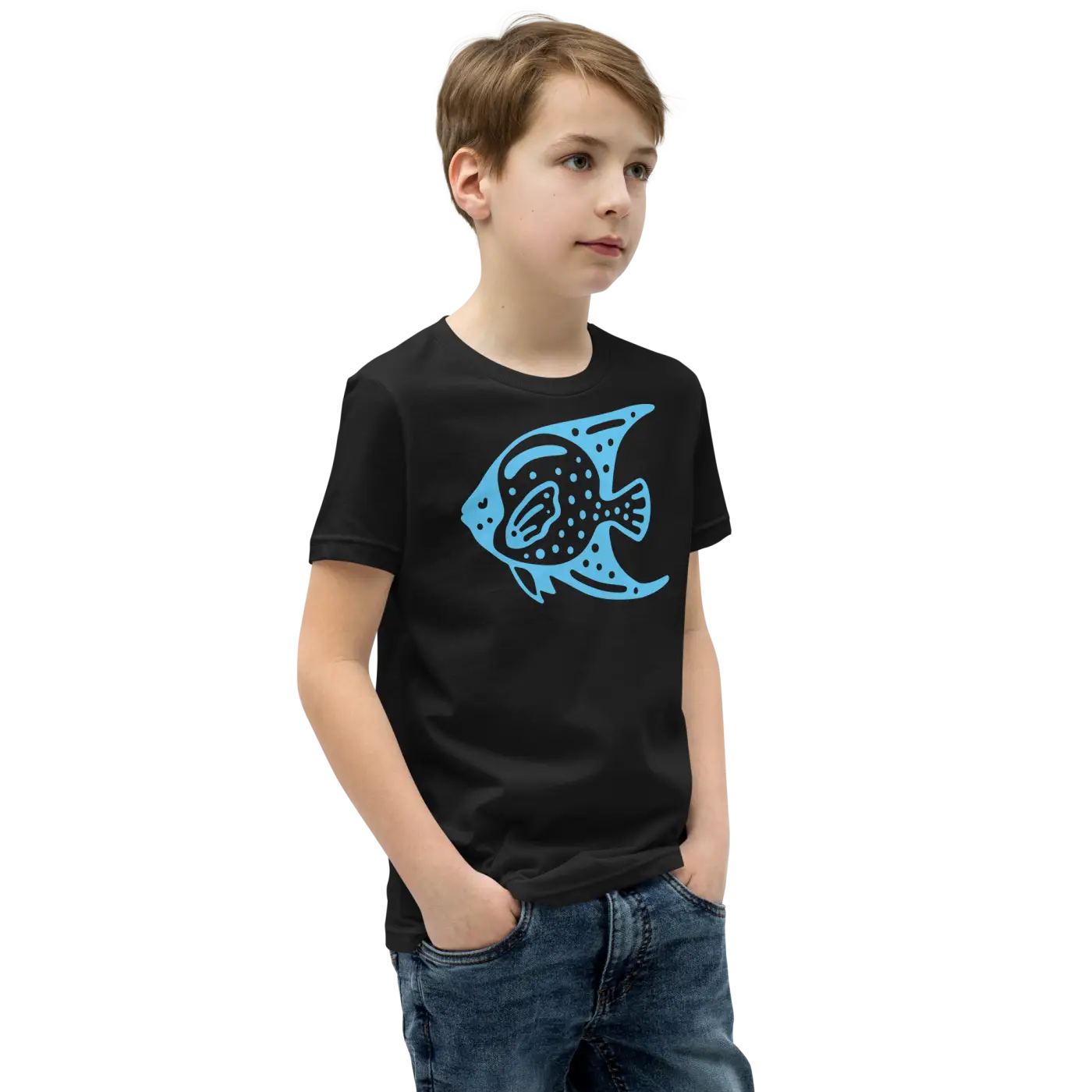 Youth Tee Fish in Blue Design - Adventure Style - DipaliZ