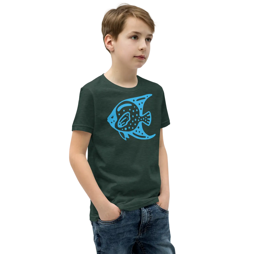 Youth Tee Fish in Blue Design - Adventure Style - DipaliZ