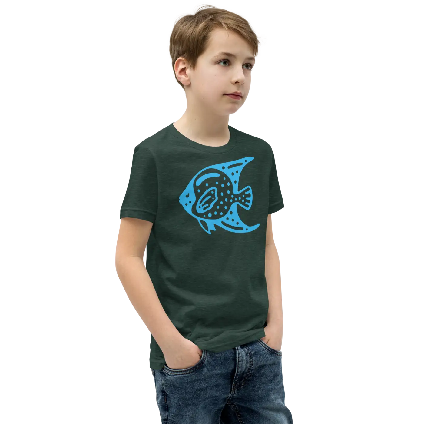 Youth Tee Fish in Blue Design - Adventure Style - DipaliZ