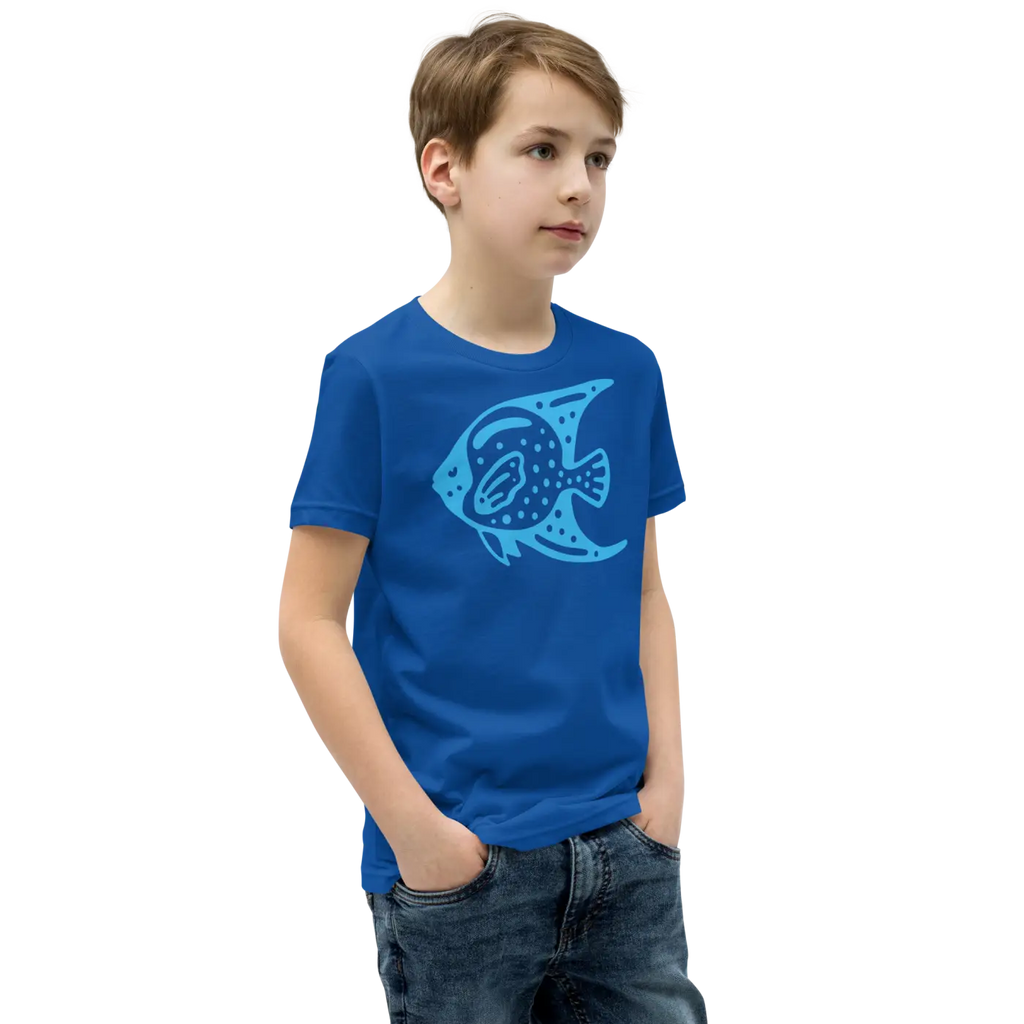 Youth Tee Fish in Blue Design - Adventure Style - DipaliZ