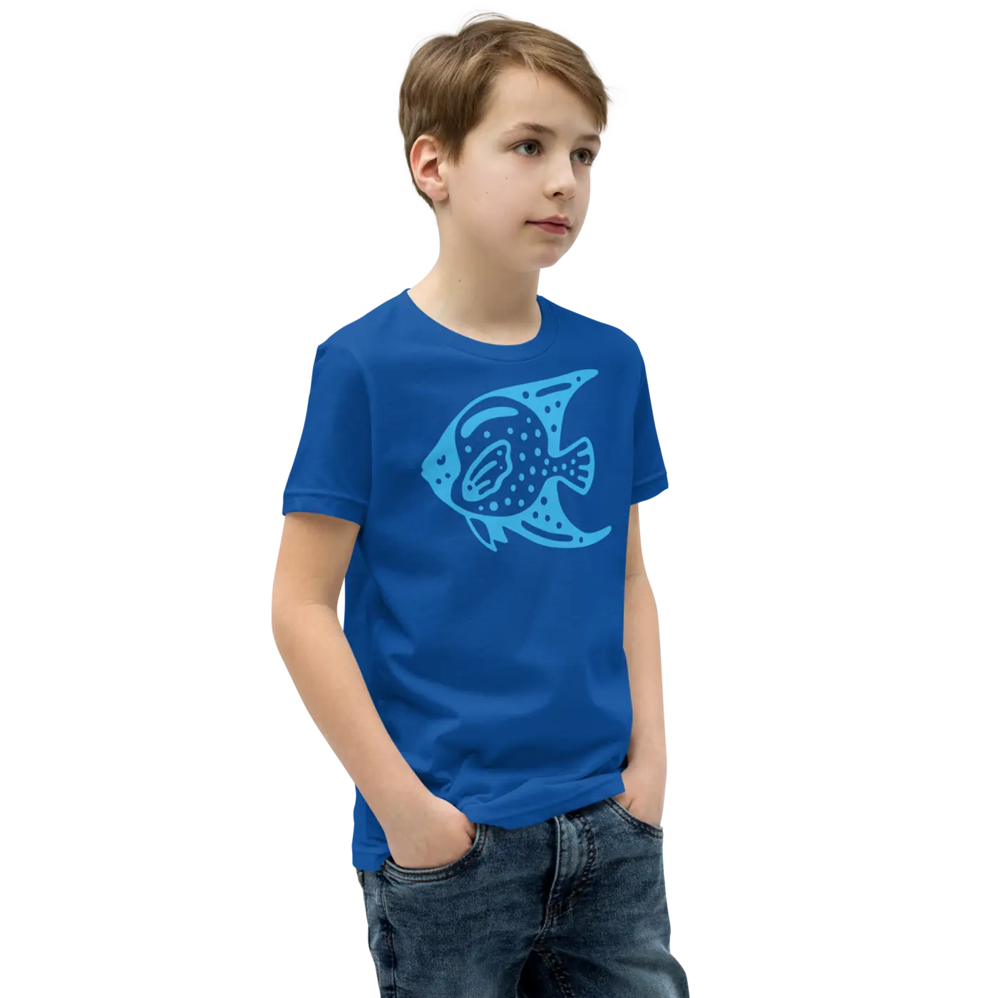 Youth Tee Fish in Blue Design - Adventure Style - DipaliZ