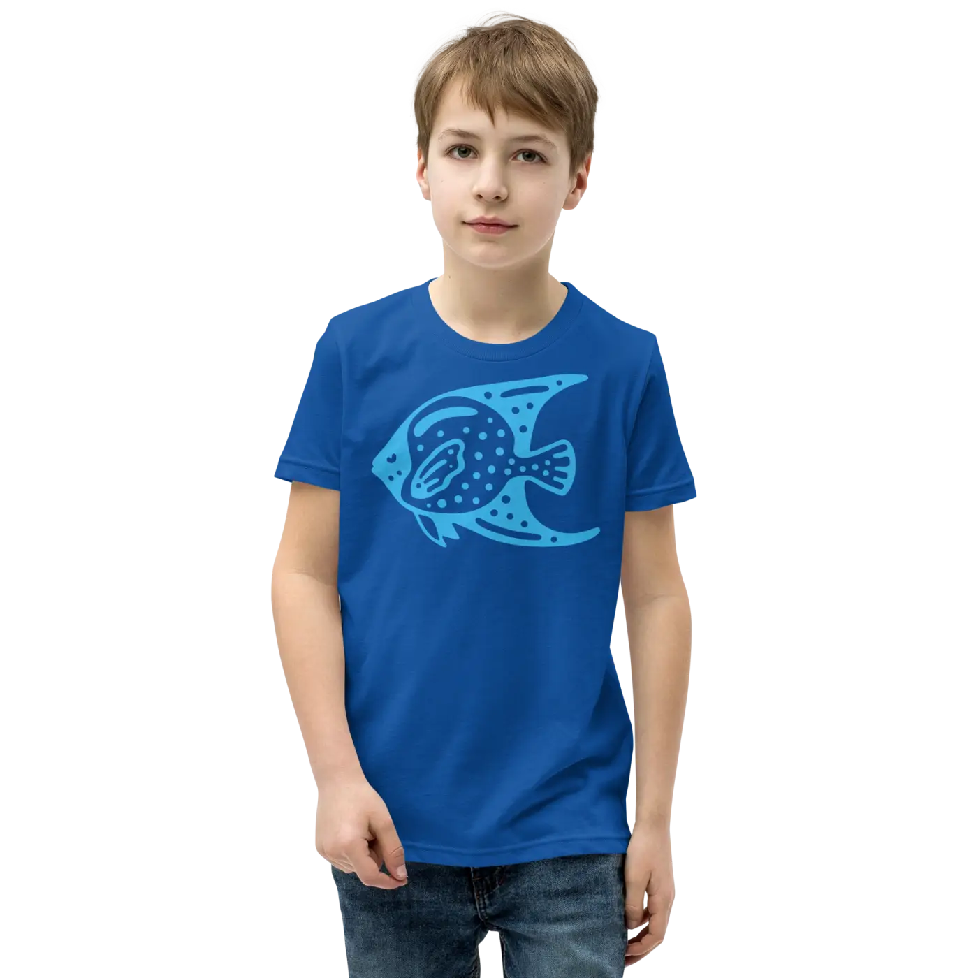Youth Tee Fish in Blue Design - Adventure Style - DipaliZ