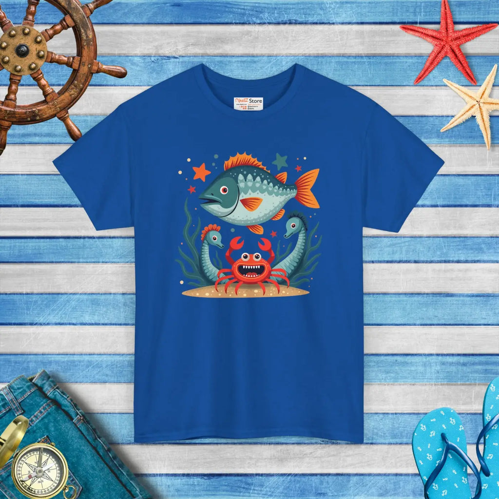 Rad Fish Crab Heavy Cotton Tee - Unisex Comfort - DipaliZ