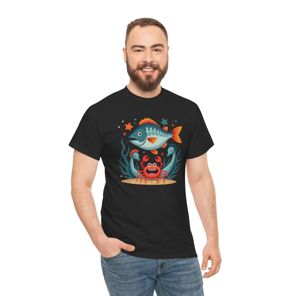 Rad Fish Crab Heavy Cotton Tee - Unisex Comfort - DipaliZ