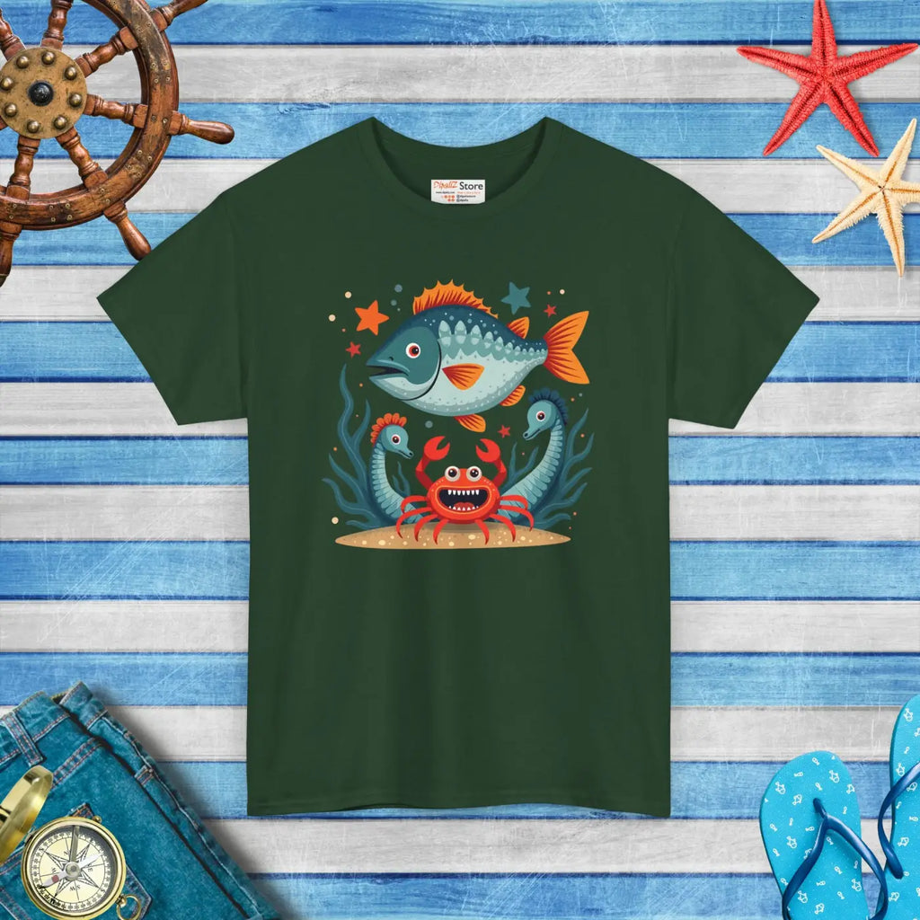Rad Fish Crab Heavy Cotton Tee - Unisex Comfort - DipaliZ