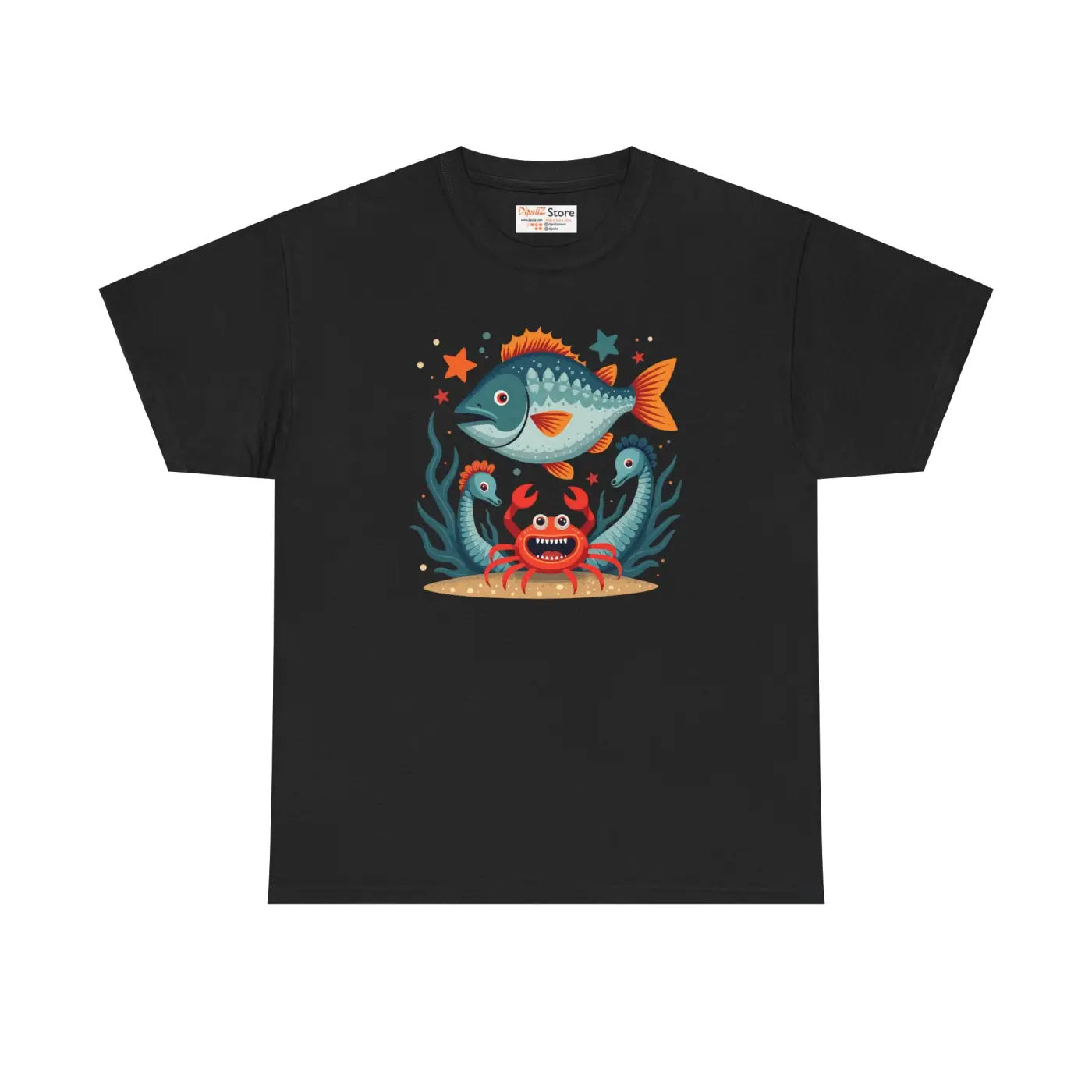 Rad Fish Crab Heavy Cotton Tee - Unisex Comfort - DipaliZ