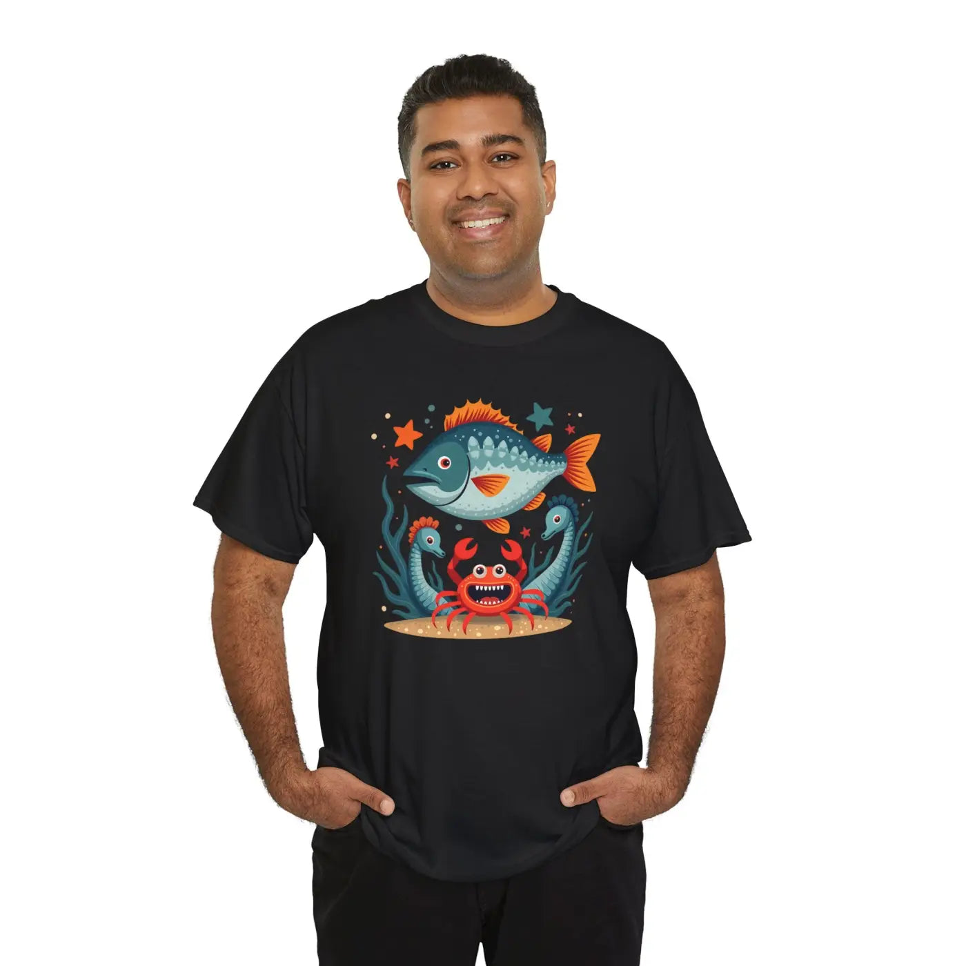 Rad Fish Crab Heavy Cotton Tee - Unisex Comfort - DipaliZ