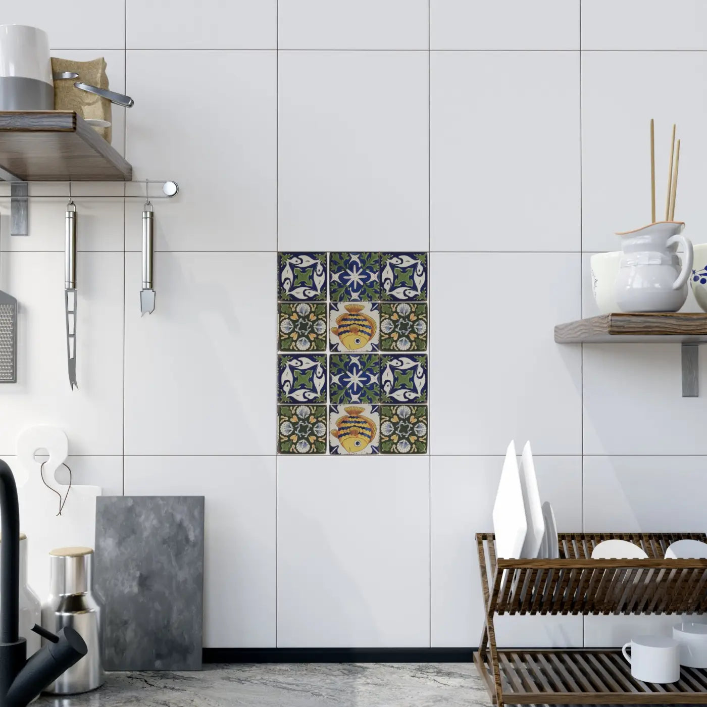Fish Geometrical Ceramic Wall Tiles - Modern Art Design - DipaliZ