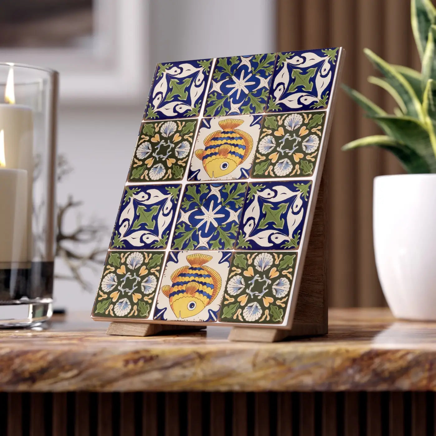 Fish Geometrical Ceramic Wall Tiles - Modern Art Design - DipaliZ