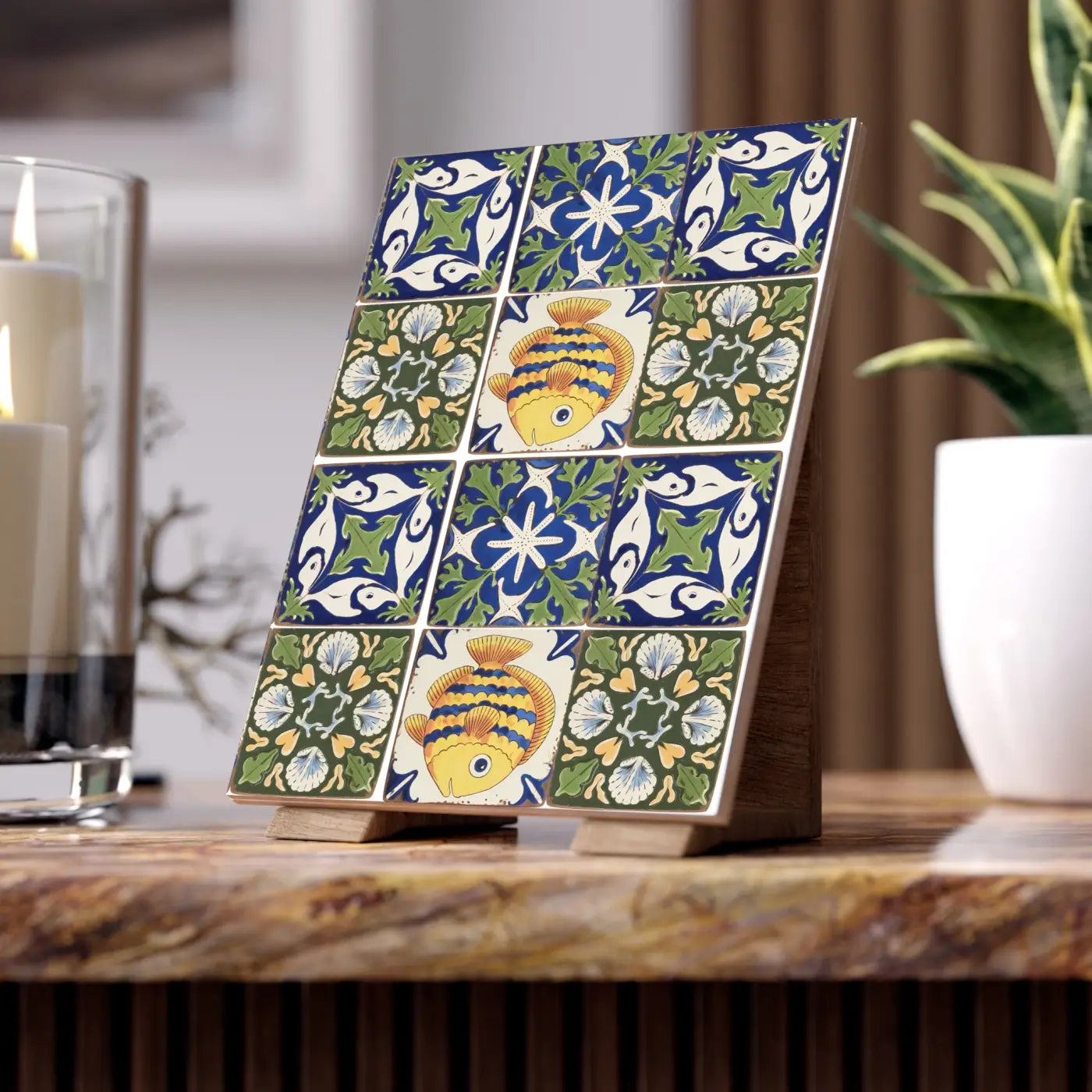Fish Geometrical Ceramic Wall Tiles - Modern Art Design - DipaliZ