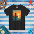 Sunset Fisherman Tee - Heavy Cotton Unisex Comfort - DipaliZ