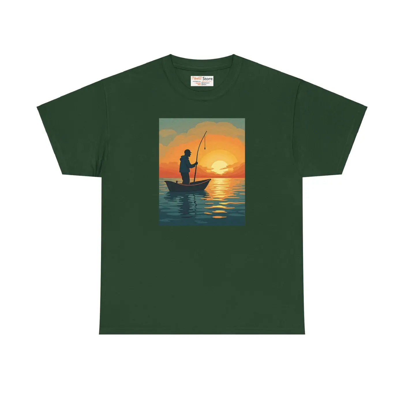 Sunset Fisherman Tee - Heavy Cotton Unisex Comfort - DipaliZ