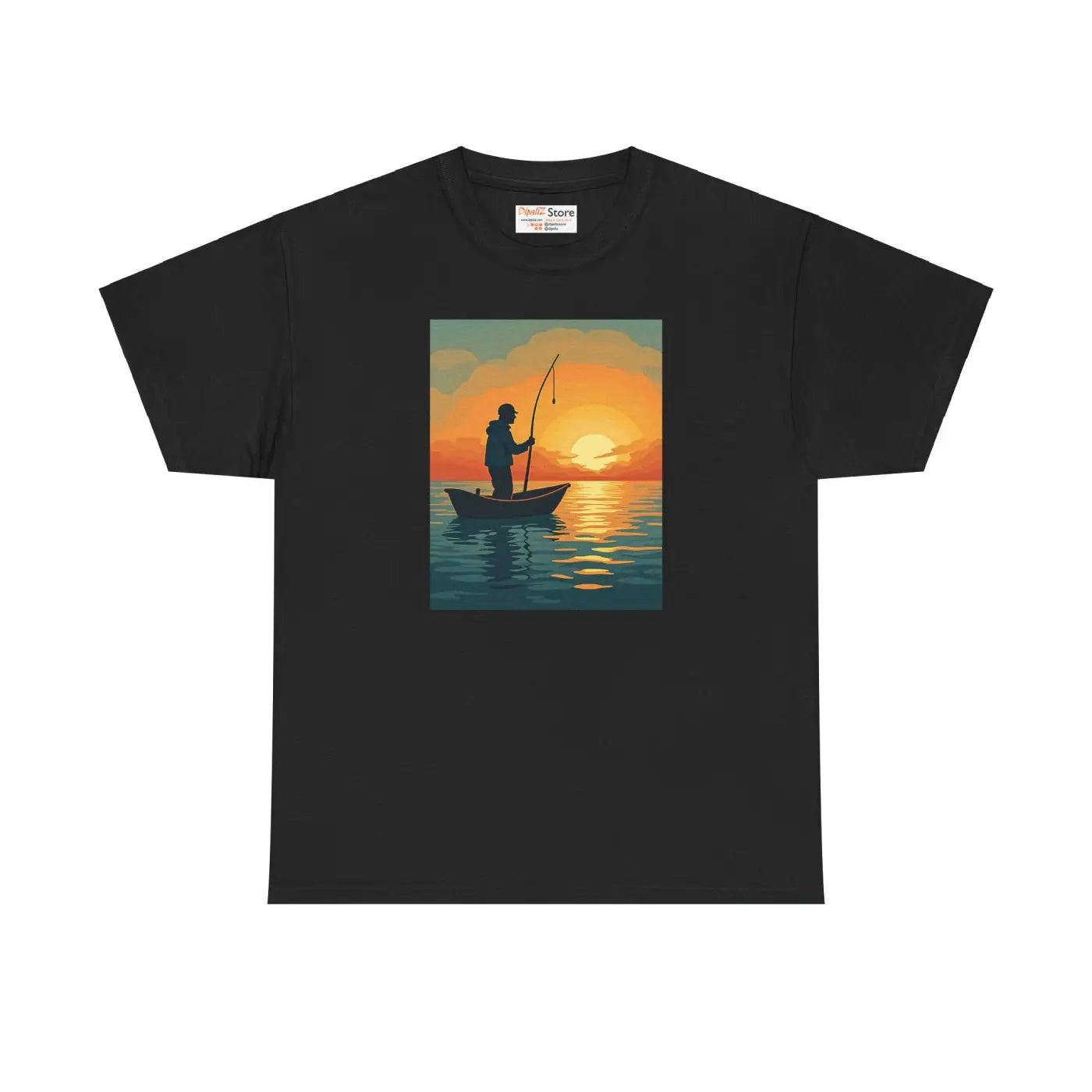 Sunset Fisherman Tee - Heavy Cotton Unisex Comfort - DipaliZ