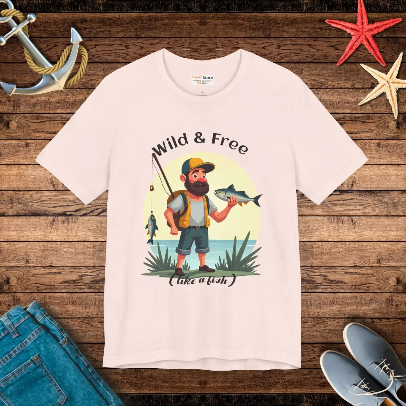 Wild and Free Fisherman Short Sleeve Tee - Unisex Adventure - DipaliZ