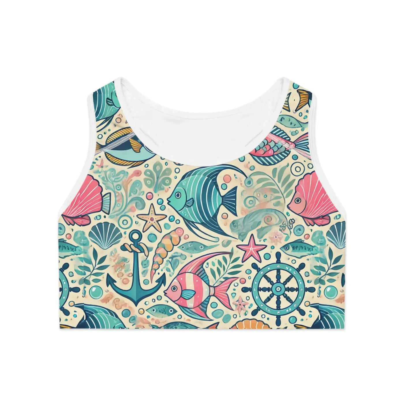 Fish-Themed Sports Bra - Activewear for Women - DipaliZ