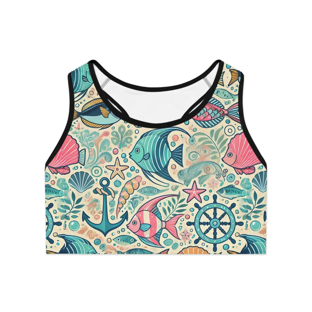 Fish-Themed Sports Bra - Activewear for Women - DipaliZ
