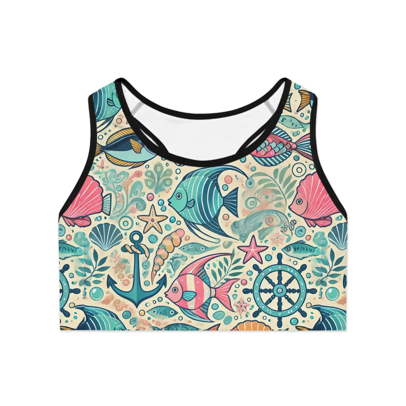Fish-Themed Sports Bra - Activewear for Women - DipaliZ
