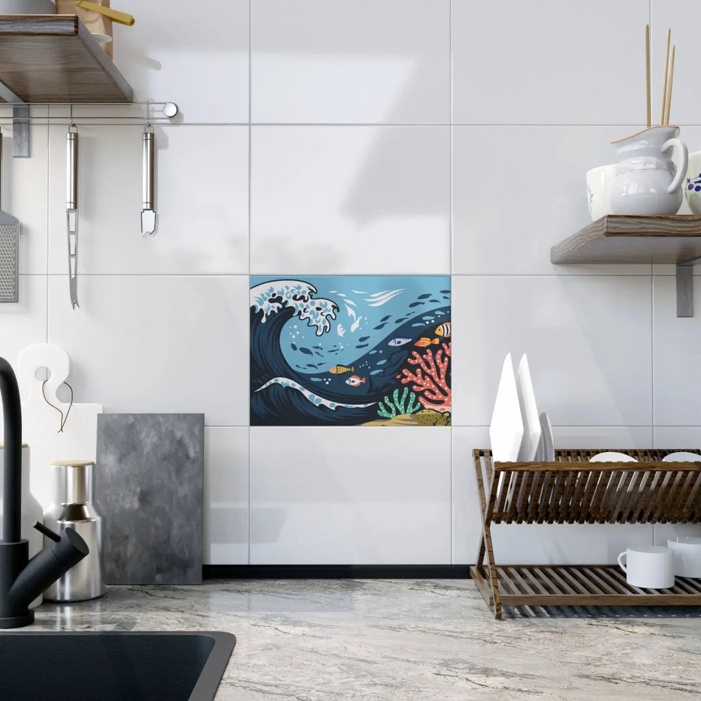 Ceramic Photo Tile Magic - Serene Aquatic Vibe Decor - DipaliZ