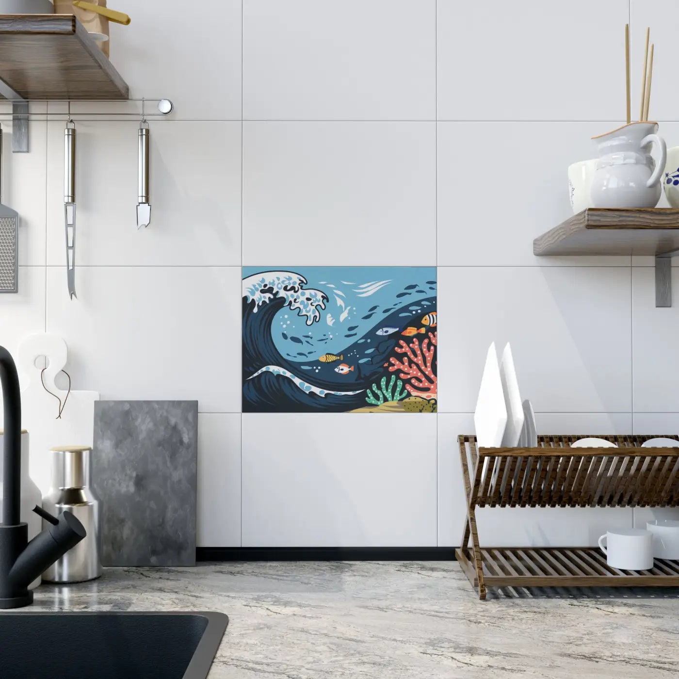 Ceramic Photo Tile Magic - Serene Aquatic Vibe Decor - DipaliZ