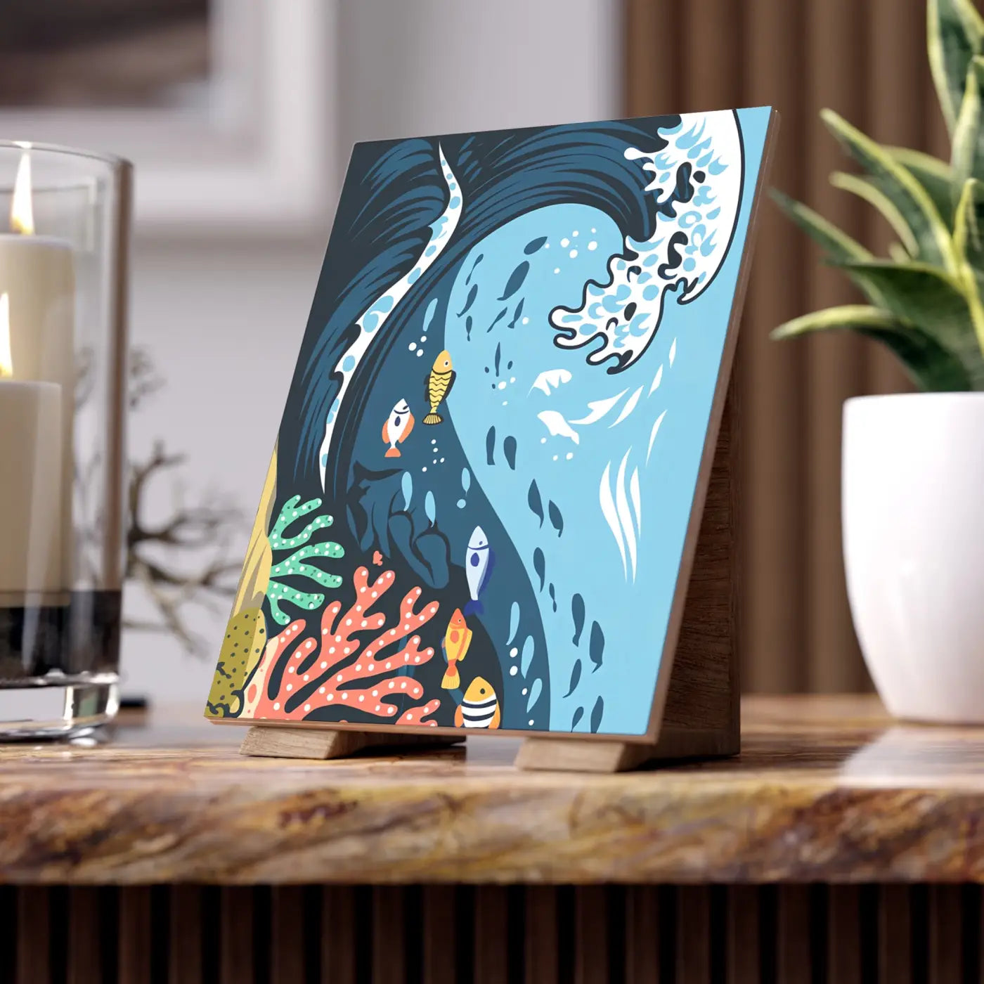 Ceramic Photo Tile Magic - Serene Aquatic Vibe Decor - DipaliZ
