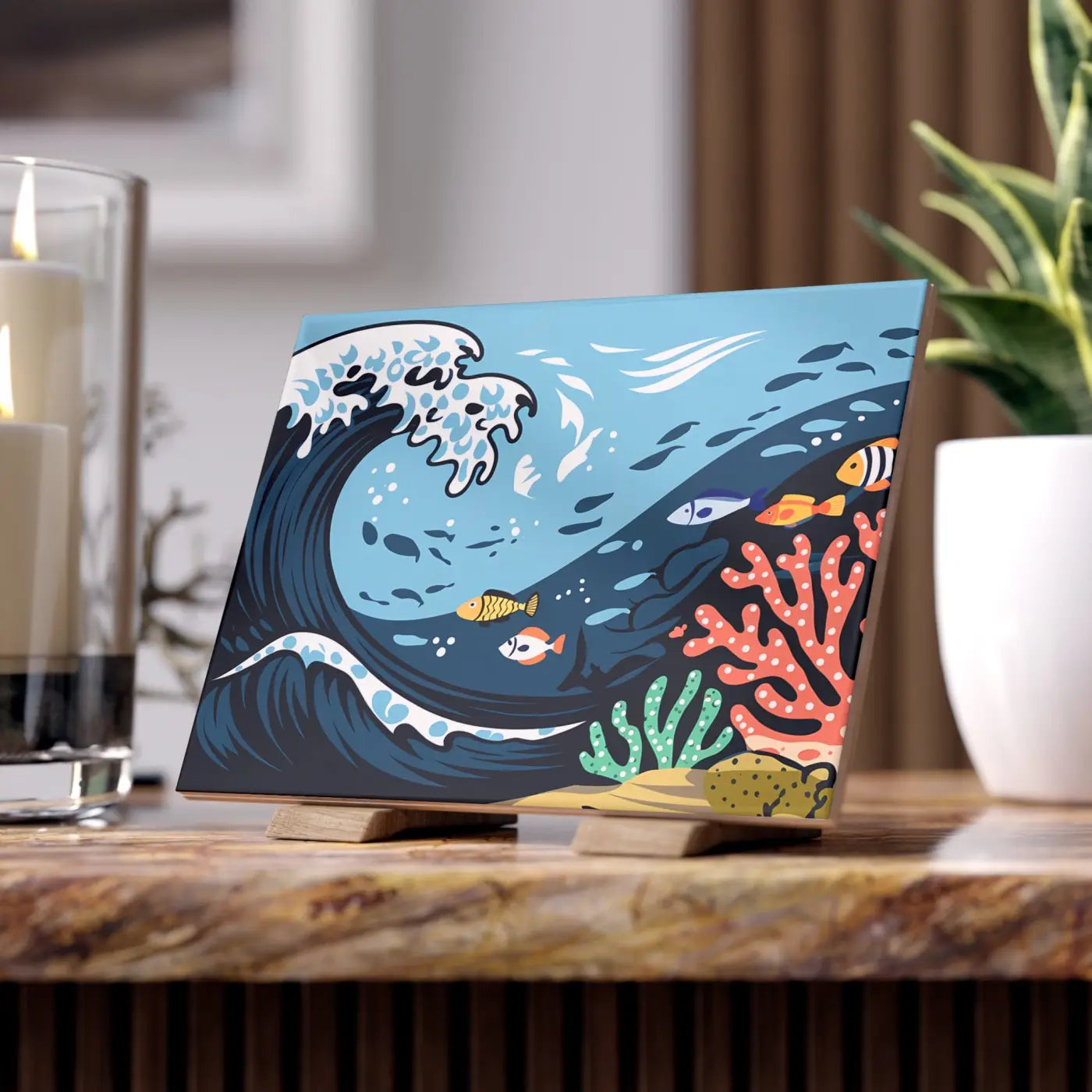 Ceramic Photo Tile Magic - Serene Aquatic Vibe Decor - DipaliZ