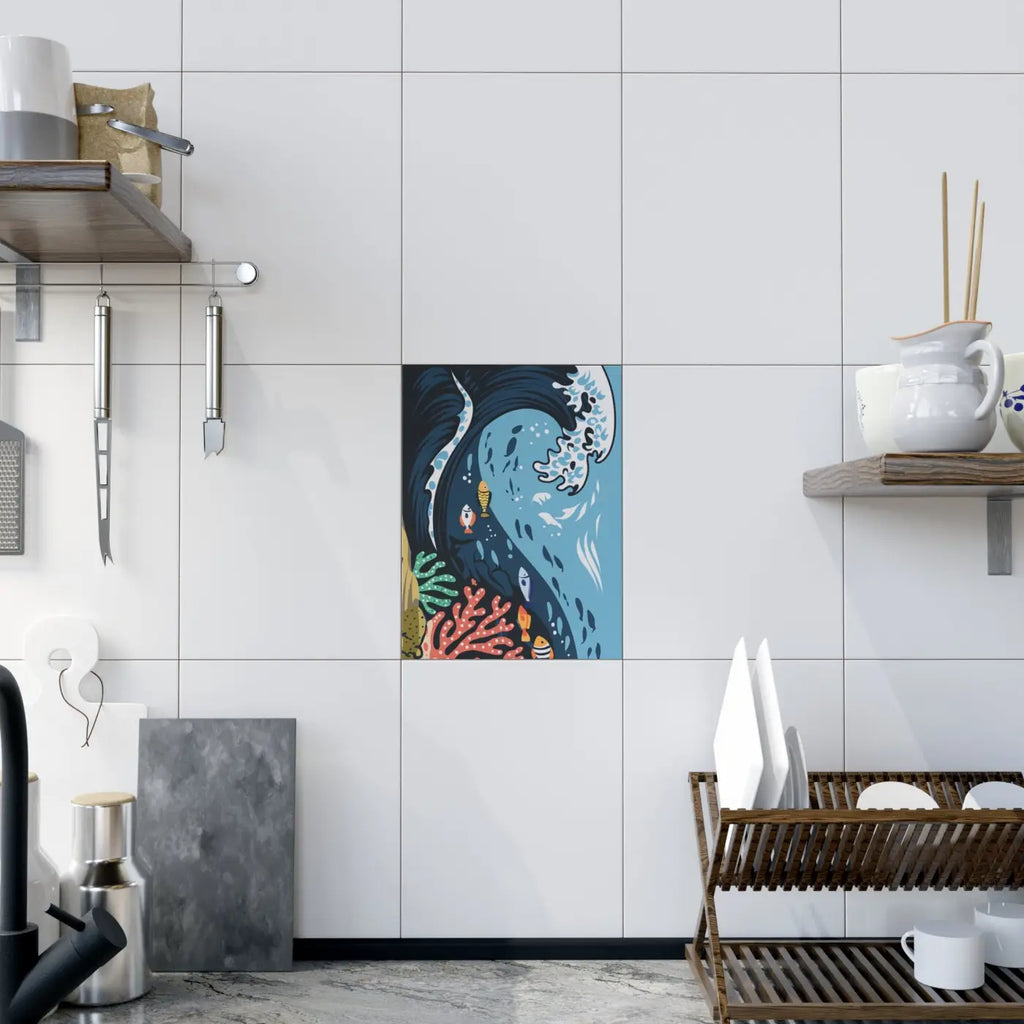 Ceramic Photo Tile Magic - Serene Aquatic Vibe Decor - DipaliZ