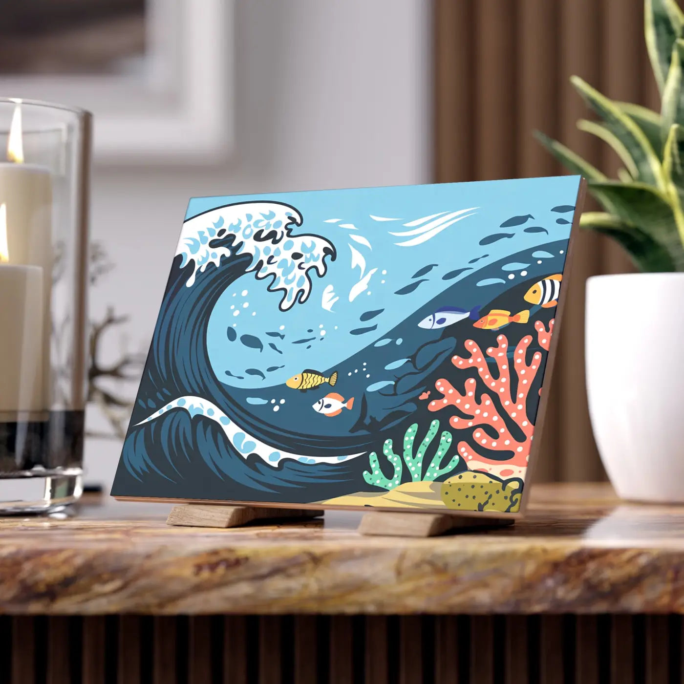 Ceramic Photo Tile Magic - Serene Aquatic Vibe Decor - DipaliZ