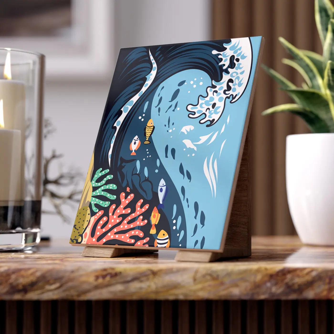 Ceramic Photo Tile Magic - Serene Aquatic Vibe Decor - DipaliZ
