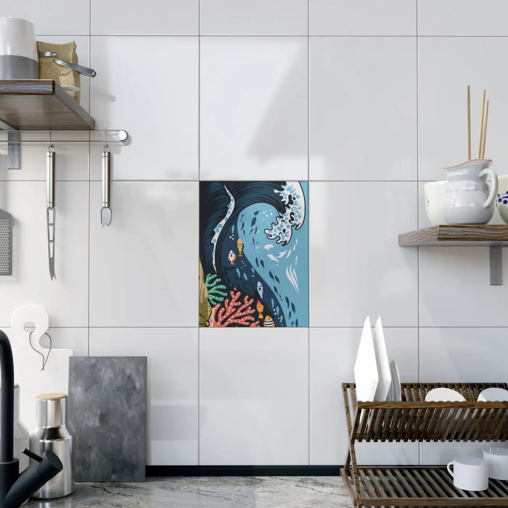 Ceramic Photo Tile Magic - Serene Aquatic Vibe Decor - DipaliZ