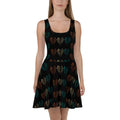 Black Skater Dress - Floral Pattern Design - DipaliZ