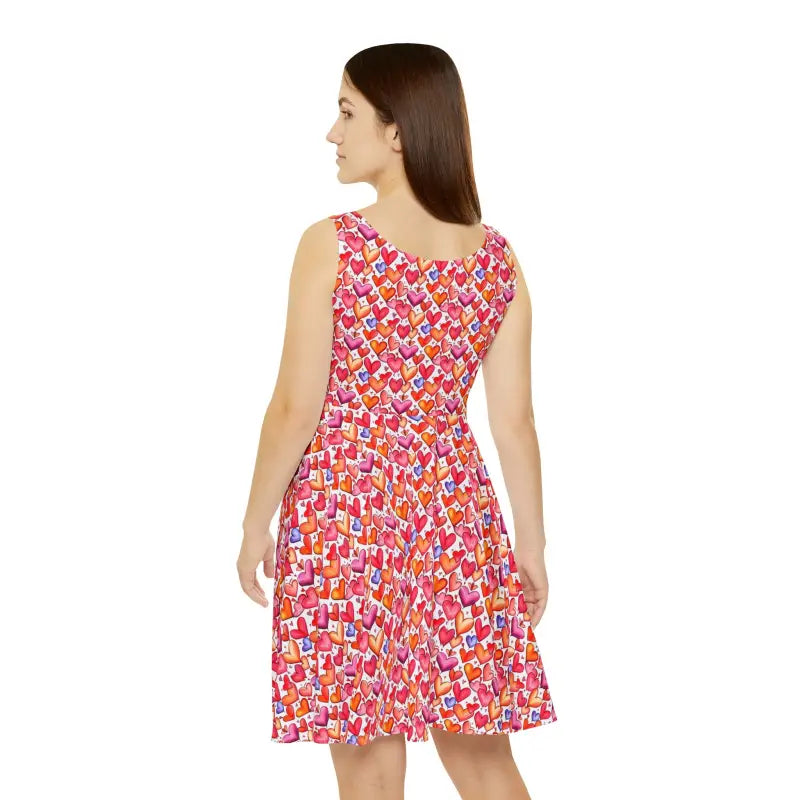 Red Skater Dress - Flattering Flair Silhouette - DipaliZ