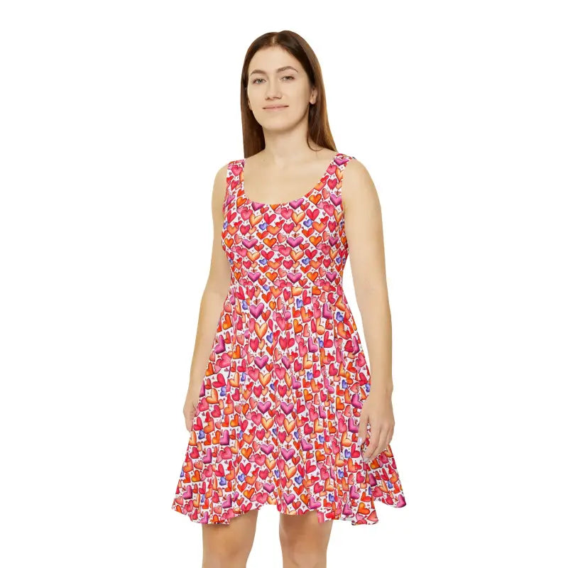 Red Skater Dress - Flattering Flair Silhouette - DipaliZ