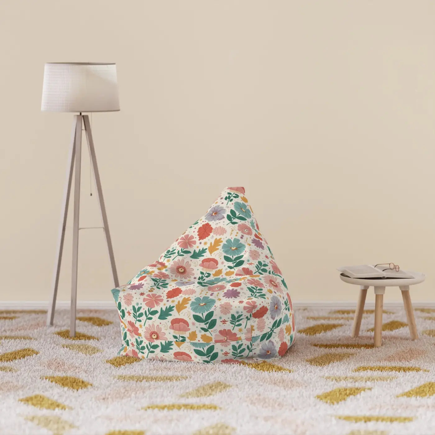 Floral Bean Bag Cover - Durable Polyester - DipaliZ