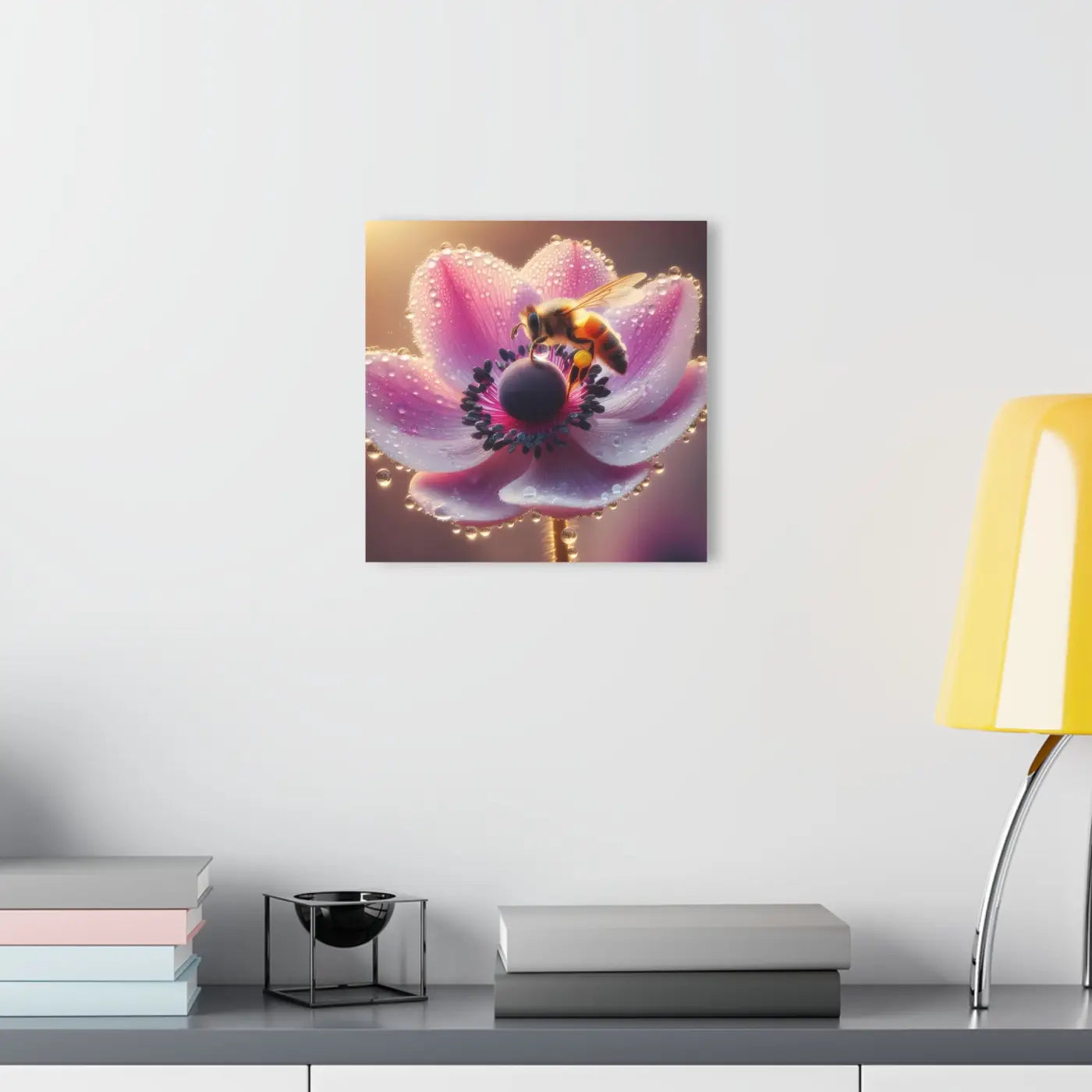 Floral Acrylic Print - Bee Design with Crystal Clear Edges - DipaliZ