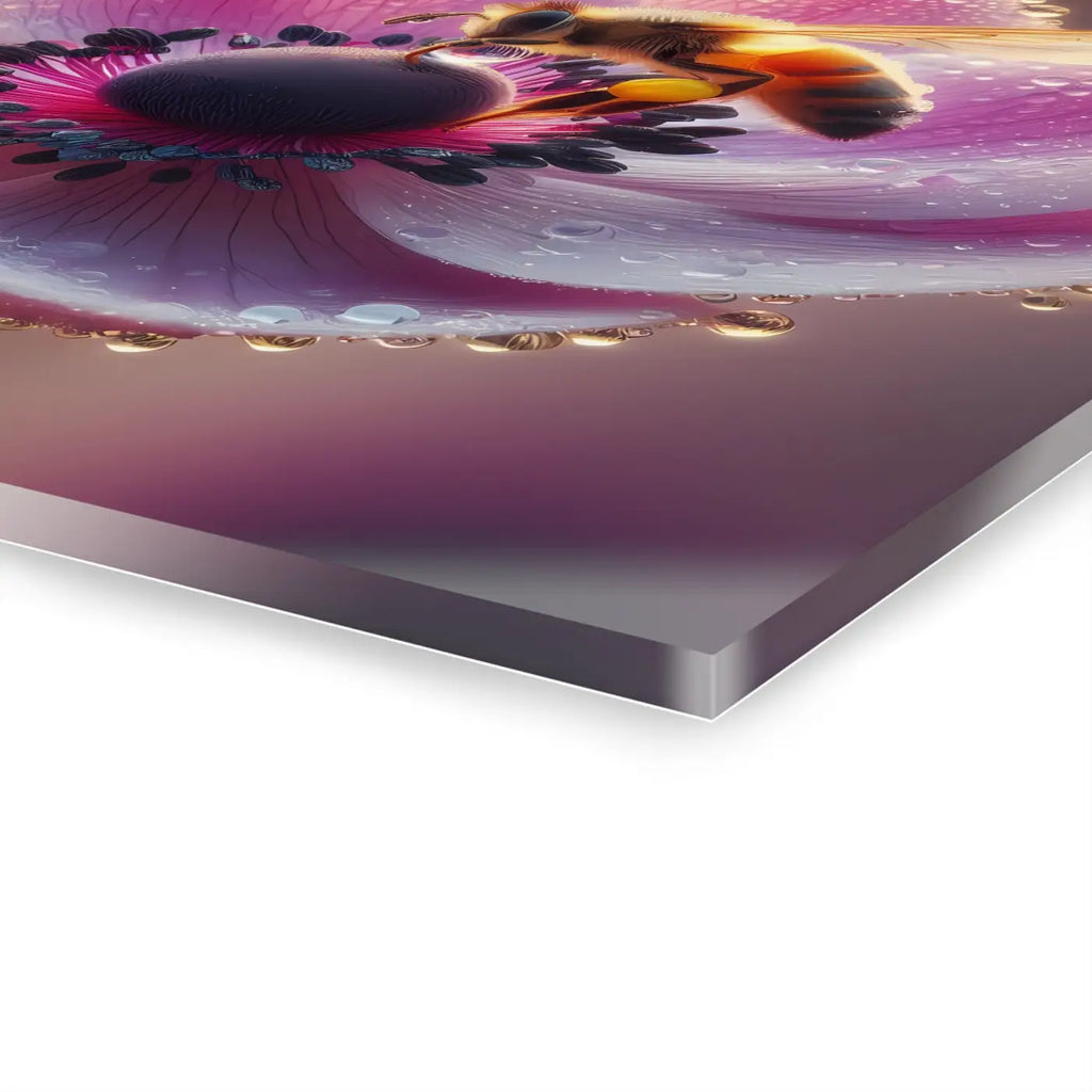 Floral Acrylic Print - Bee Design with Crystal Clear Edges - DipaliZ